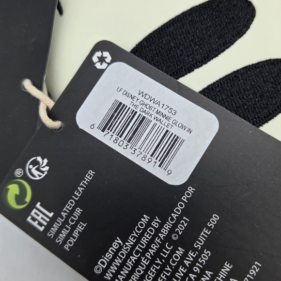 Loungefly Disney Ghost Minnie Mouse Glow in the Dark Zip Around Wallet - Picture 10 of 11